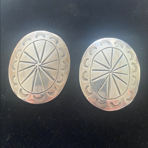 Vintage Sterling Silver Mexican Earrings - Picture 2 of 7